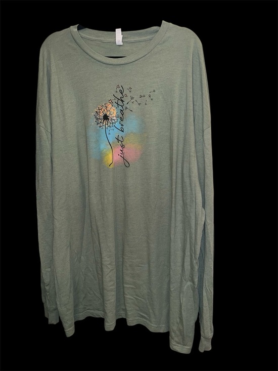 Love In Faith Tops - 4X Love in Faith Mint Green Long Sleeve Graphic Top